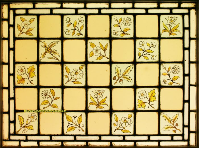 Ref: Ed360 - 2 Antique Stained Glass Windows - Flowers & Foliage - Image 4
