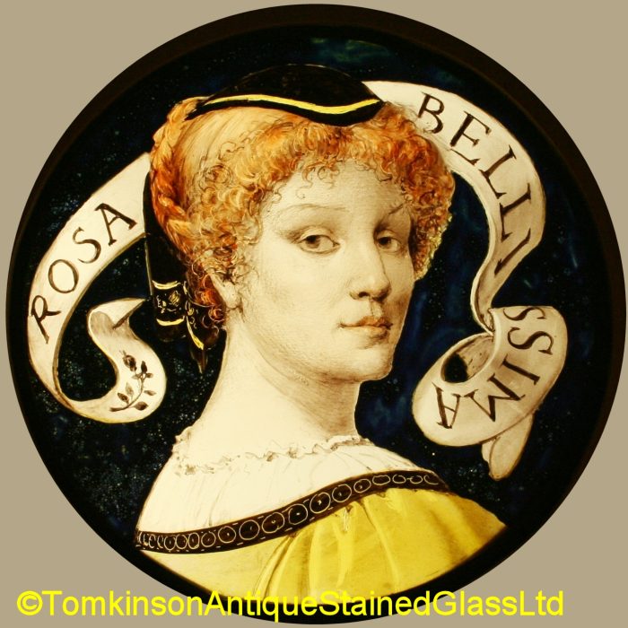 Ref: Ron514 - Roundel – Antique Stained Glass - Rosa Bellissima - Image 2