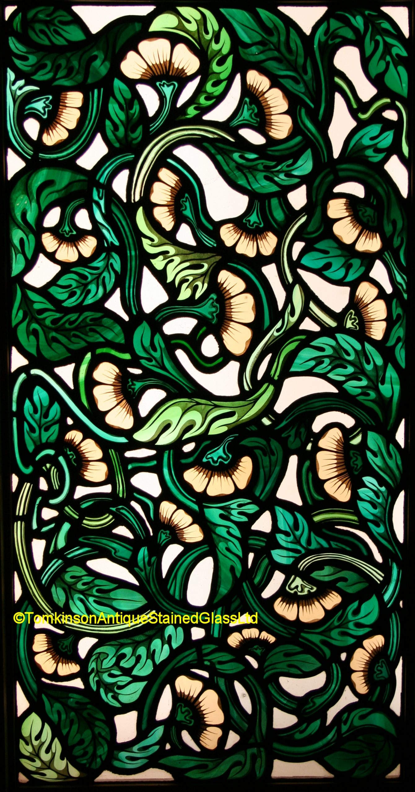 Ref: Ed364 - Stained Glass Window - Leaves & Flowers - Image 2