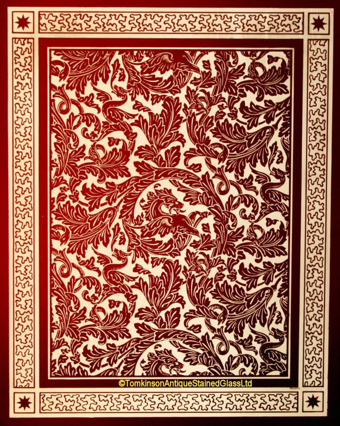 Ref: Vic630- 2 Victorian Stained Glass Windows - Acid Etched Glass - Image 2