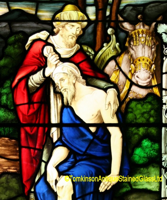 Ref: Rel381 - 2 Antique Stained Glass Windows - The Good Samaritan - Image 4