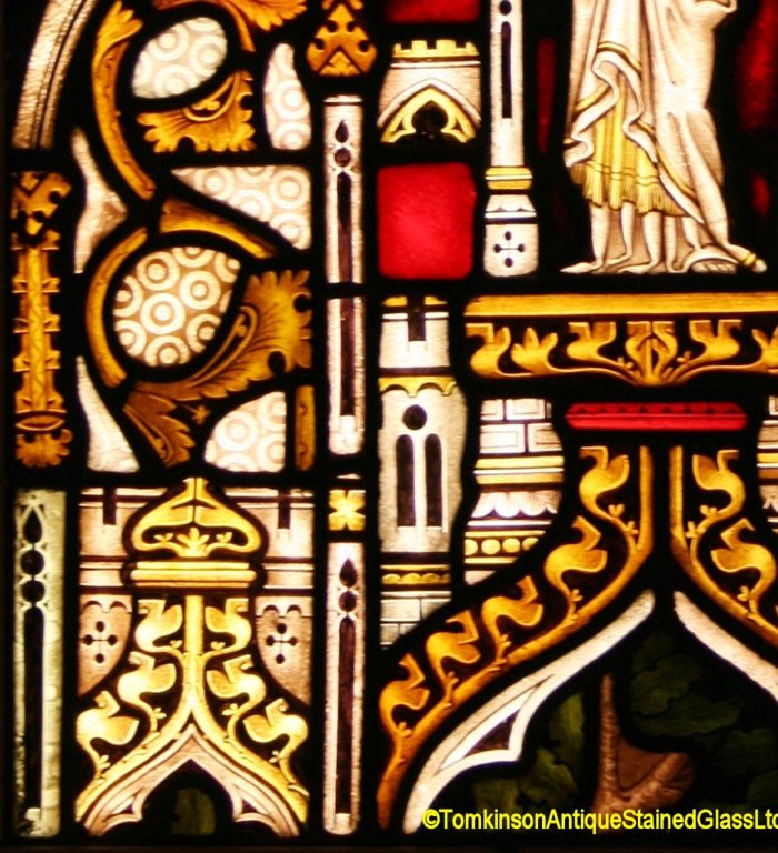 Ref: Rel383 - 2 Antique Stained Glass Windows - Church Spires - Image 5