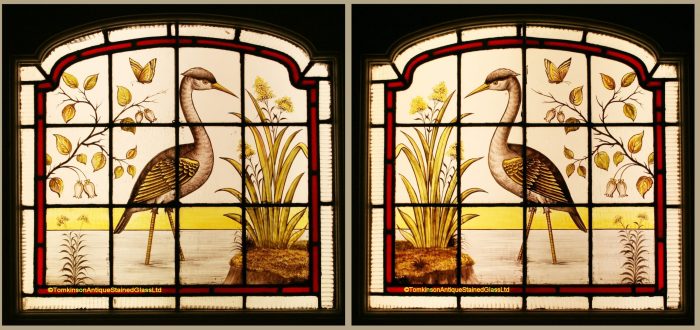 Ref: Vic634- Victorian Stained Glass Window - Pond Scene - Image 2