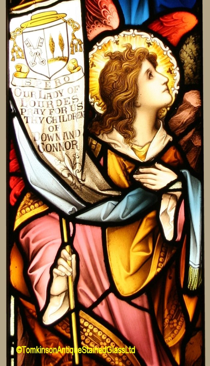 Ref: Rel387 - Antique Stained Glass Window - Angels - Image 4