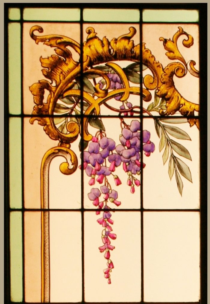 Ref: Fre277 - Pair Antique French Stained Glass Windows - Pond Scene - Image 3
