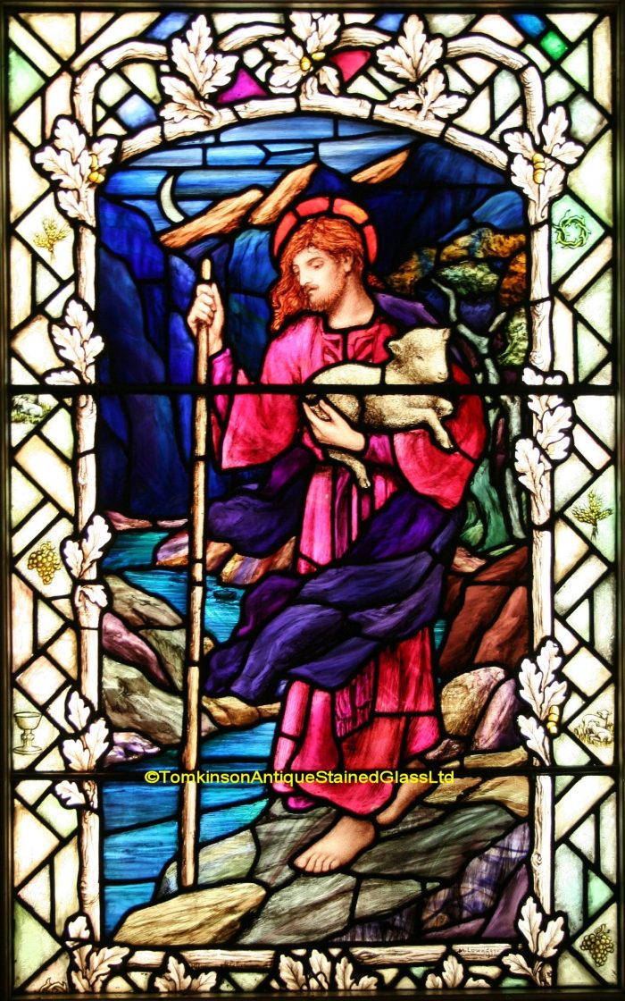 Ref: Rel391 - Antique Stained Glass Window - Jesus In The Wilderness - Image 2