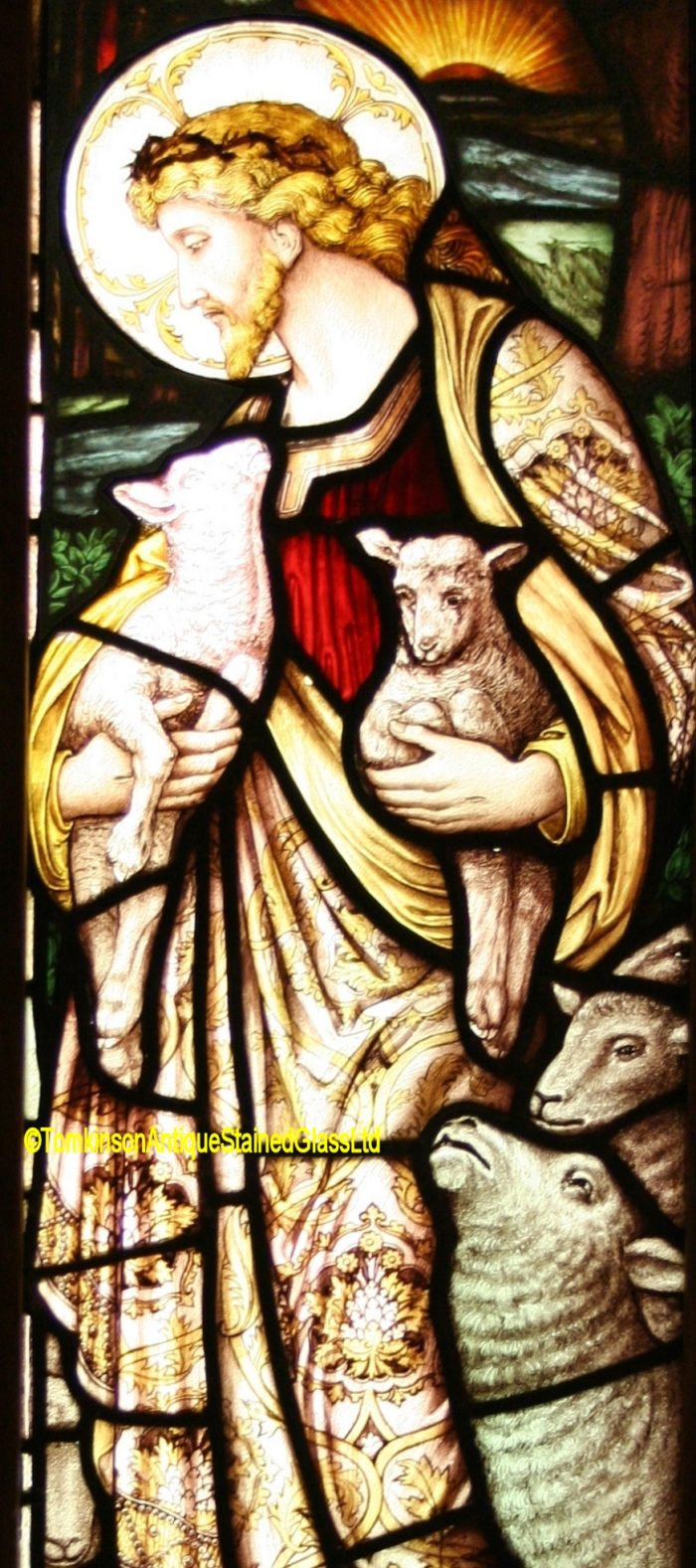 Ref: Rel393 - Antique Stained Glass Window - The Good Shepherd - Image 3