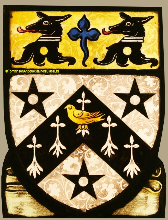 Sir John Gresham School. Heraldic, Armorial, Coat of Arms Stained Glass