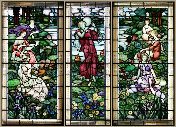 Ref: Vic650 - 3 Victorian Stained Glass Windows - Meadow Scene - Image 3